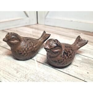 Lot of 2 Cast Iron Decorative Birds Brown/Black 3.75"L X 2"H